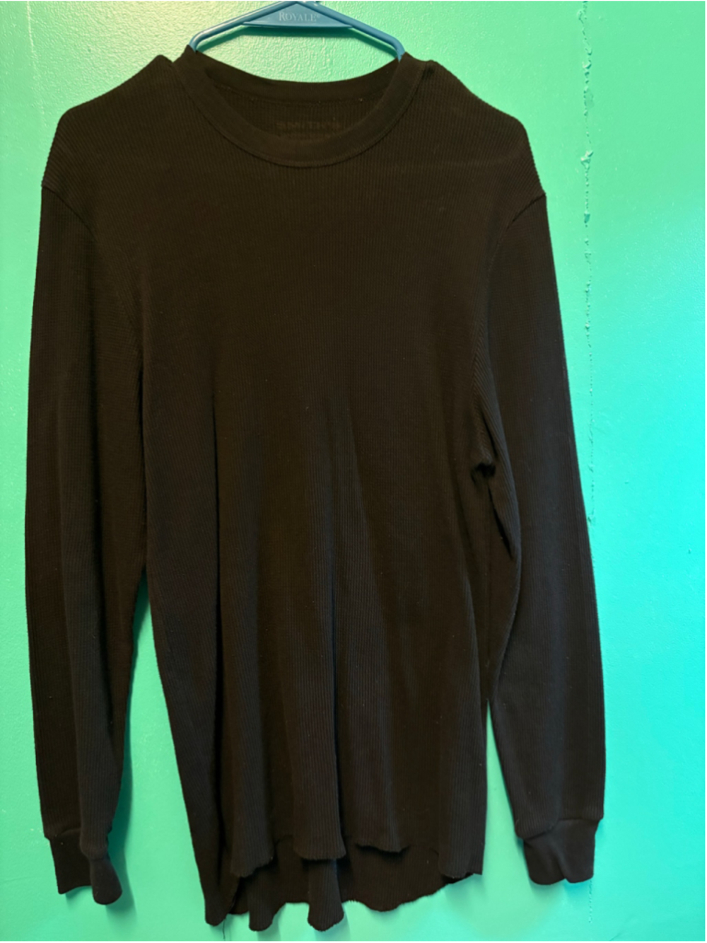 Men's Smith's Long Sleeve Waffle Knit Thermal Tee in Black